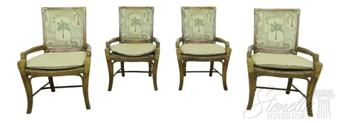LF53553EC: Set Of 4 EXCURSIONS Rattan Palm Upholstered Dining Chairs Cover
