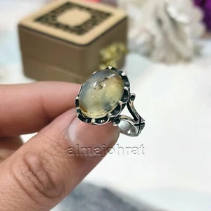 Natural Dendritic Agate  - Shajri Aqeeq - 925 Silver Handmade Ring - Picture 1 of 7