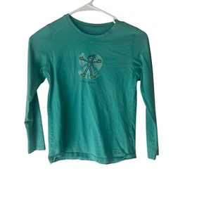Good Kids Life Is Good Girls Size 7-8 Green Winter Long Sleeve T Shirt - Picture 1 of 6