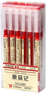 12Pcs 0.35 Mm Red Gel Pens, Extra-Fine Ballpoint Pen, for Office School Station - Picture 1 of 6