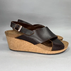 Birkenstock Papillio Samira Sandalen Damengröße 9,5 braun Leder Kreuz Keilabsatz - Bild 1 von 13