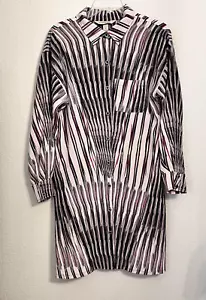Presley Skye 100% Silk Dress Women S Long Sleeves Belted Pocket Stripes NO BELT - Picture 1 of 21
