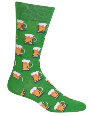 Hot Sox Men's Green Cotton Stretch Beer Mug Crew Dress Socks Shoe Sz 6-12.5  NWT - Image 1 of 3
