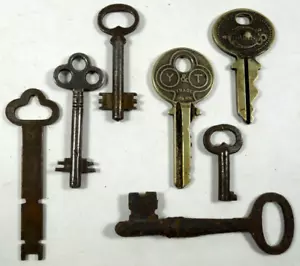 Vintage Antik Lot 7 Metall Skelett Schlüssel Retro Dekor Werkzeuge Architektur Zuhause - Bild 1 von 24