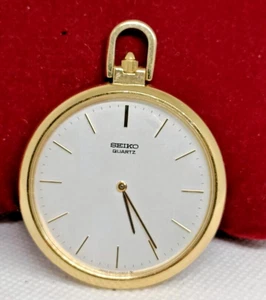 Vintage SEIKO Quartz Mens Small Slim Open Face Pocket Watch VGC/Working - Picture 1 of 6