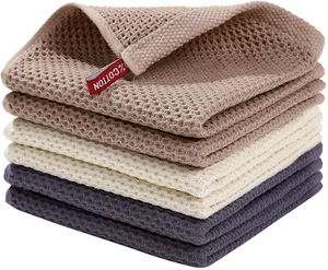 100% Cotton Waffle Weave Kitchen Dish Cloths, Ultra Soft Absorbent Quick Drying - Picture 1 of 12