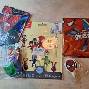 Spider Man Avengers Party Supplies Super Hero Birthday Cup Cake Topper Balloon - Picture 1 of 8
