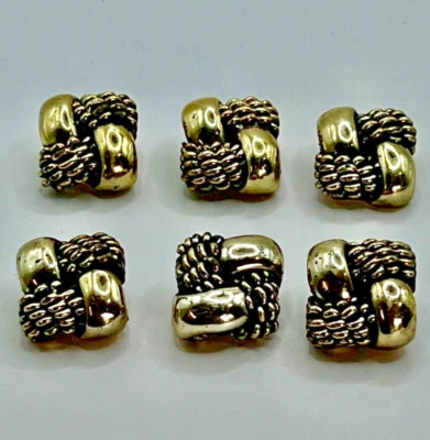 Lot Of 6 Vtg Square Braided Knot Gold Tone Shank Buttons Swirls Chains Rope READ - Image 1 of 4