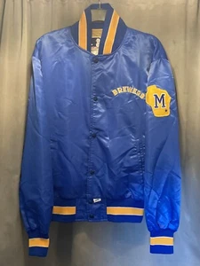 Vintage Milwaukee Brewers Shain Bomber Snap Up Jacket MLB Size Extra Large - Picture 1 of 7