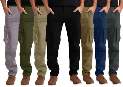 Men's Flex Cargo Trousers Heavy Duty Stretch Casual Pants - Image 1 of 4