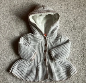 Ted Baker Baby Girl Cardigan Jacket Thick Cream Pink Gold Thread 3-6 Month - Picture 1 of 9