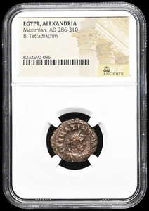 EGYPT, Alexandria. Maximian. AD 284-310. Potin Tetradrachm, NGC Certified - Picture 1 of 2