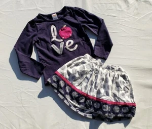 Girls Gymboree Shirt Skirt Size 4T Charm Class Polka Dot Love - Picture 1 of 8