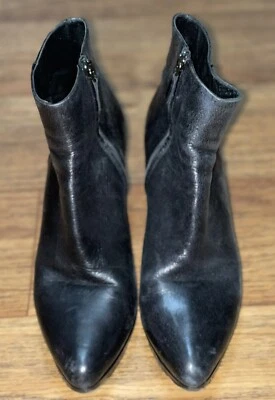 Botines Prada de cuero negro - talla 39,5 punta puntiaguda tacón de gatito Foto 1 de 4