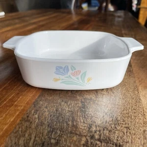 Corning Ware Friendship Tulip Spring A-1-B Casserole Dish 1 Liter NO LID Vintage - Picture 1 of 10