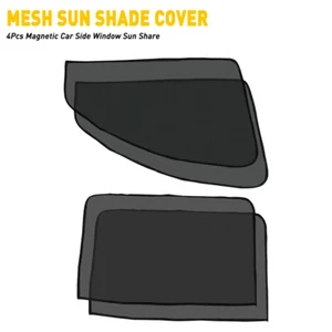 4X Car Rear Window Side Screen Sun Mesh Shade Cover Sunshade Magnetic Visor - Bild 1 von 12