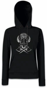 VIKING SKULL II Damen Hoodie Kapuzenpullover Walhalla Odin Thor Vikings Wikinger - Picture 1 of 1