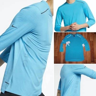 NWT NIKE RISE 365 TECH PACK 3/4 Sleeve Shirt TOP BLUE/FURY AJ7977 433 S RARE - Image 1 of 4