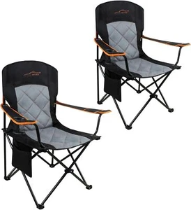 2 Pack Oversized Fully Padded Camping Chair Heavy Duty Quad Fold - Picture 1 of 6