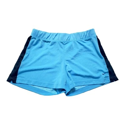 Nike Running Shorts Light Blue Mesh Black Stripe Activewear Large 12-14 - Image 1 of 4
