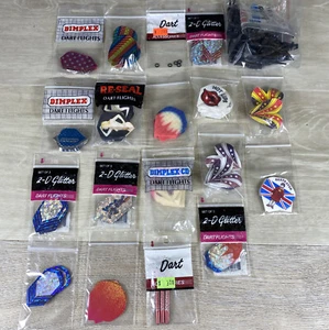 Lot of 16 Packs OF 3 VINTAGE NEW Dart Flights - 70 plastic Tips accessories lot - Picture 1 of 5