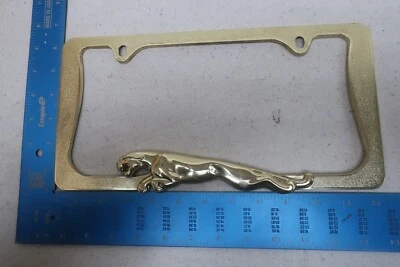 Marco de matrícula Jaguar gato salvaje animal coche deportivo metal dorado soporte automático F9 Foto 1 de 2