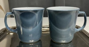 Vintage Pyrex Corning Slate Country Blue White Milk Glass Coffee Mug Set of Two - Picture 1 of 7