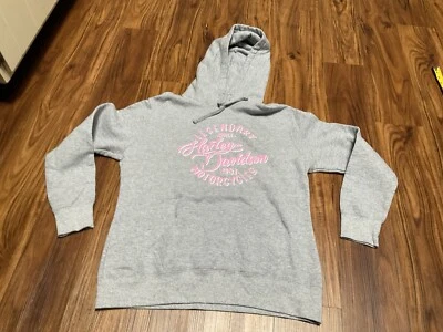 Harley-Davidson Mujer Pasteles Fácil Ajuste Pullover Sudadera con Capucha Gris Rosa Foto 1 de 4