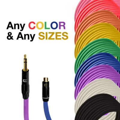3.5 TRS Male - RCA Female Unbalanced Mono Audio Cable Custom Length Color Cord - Image 1 of 4