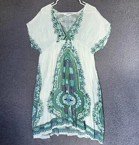 Lapogee Dress Womens M Boho Babydoll Kaftan Gauzy Flowy Ethnic African India - Picture 1 of 22
