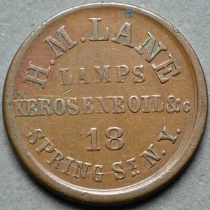 Tarjeta de tienda de la Guerra Civil de 1863, queroseno de la ciudad de Nueva York NY-630AP-6a R-2 H.M. Lane - Imagen 1 de 2