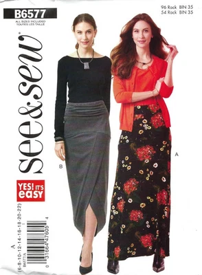 Butterick See & Sew B6577 Cascade Style Skirt Sizes 6-22 UNCUT Pattern VERY EASY - Image 1 of 2