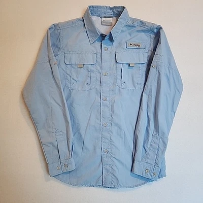 Columbia PFG Omni-Shade Youth L 14/16 Blue Long Sleeve Vented Fishing Shirt - Image 1 of 4