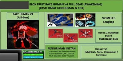 Blox Fruits - Race Human V4 Full Gear (Awakening) (Godhuman + CDK) - Image 1 of 4