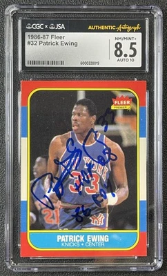 PATRICK EWING CGC 8.5 1986-87 FLEER #32 ROOKIE AUTOGRAPH AUTO RC KNICKS 019 - Image 1 of 2