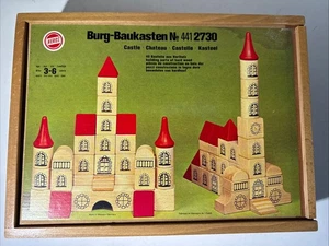 Vintage Heros Burg Baukasten Castle 40 Wooden Blocks Set Made in West Germany - Picture 1 of 16
