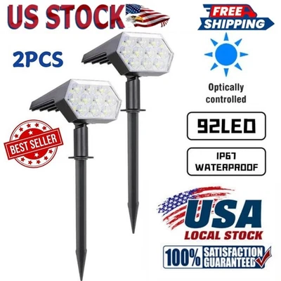 Paquete de 2 92 focos solares LED luces de paisaje exterior jardín camino lámparas EE. UU. Foto 1 de 4