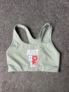 Nike Rebel Swoosh Sports Bra Womens Small Green Just Do It Crop Top Ladies - Bild 1 von 11