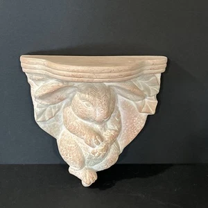 Cute Ceramic Bunny Rabbit Wall Shelf Whimsical sconce Garden Decor 3D Cottage -B - Picture 1 of 8