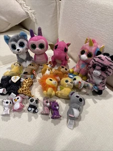 TY BEANIE BOOS - 21 Stück Hunde Vögel Zebra Eule Drache Einhorn McDonald’s Schnecke - Bild 1 von 8