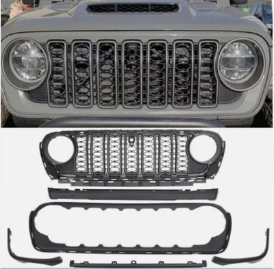 Front Grille Bumper Mesh Grille For Jeep Wrangler JL/Gladiator JT W/ Camera Hole - Image 1 of 4