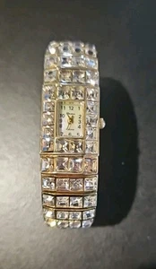 STUNNING Geneva Platinum Women's Faux Diamond Quartz Watch, Mother of Pearl Dial - Picture 1 of 7
