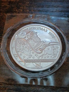 Vintage 1999 1oz 999 Silber Weihnachtsmann im Schlitten Medaille - Bild 1 von 4