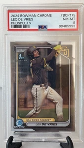 Leo De Vries 1st 2024 Bowman Chrome BCP-179 PSA 8 - Picture 1 of 2