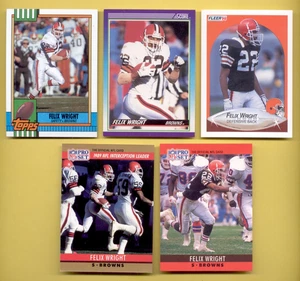 1990 Topps Pro Set Score Fleer FELIX WRIGHT Cleveland Browns 5-Card Lot - Picture 1 of 1
