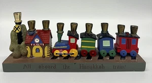 Vtg Menorah All Aboard The Hanukkah Train Resin Metal 9 Candle Holders 9" - Picture 1 of 7