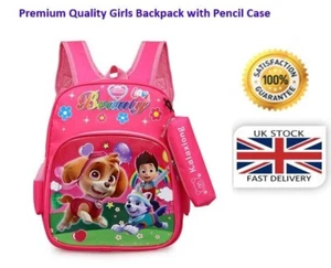 Paw Patrol Kids Backpack Girls Rucksack Toddlers School Bag with Pencil Case, UK - Picture 1 of 5