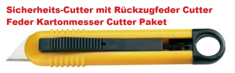 13cm Sicherheits-Cutter mit Rückzugfeder Cutter Feder Kartonmesser Cutter Paket - Bild 1 von 1