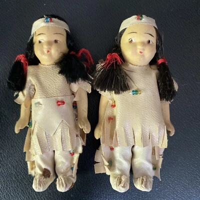 Lote De 2 Muñecas Niña INDIA Antigua De Colección Porcelana Japón Foto 1 de 4