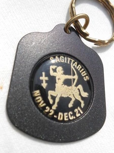 Vintage 90's SAGITTARIUS Machine Gun Black Metal Key Chain w/Gold Ring USA KF2 - Picture 1 of 5